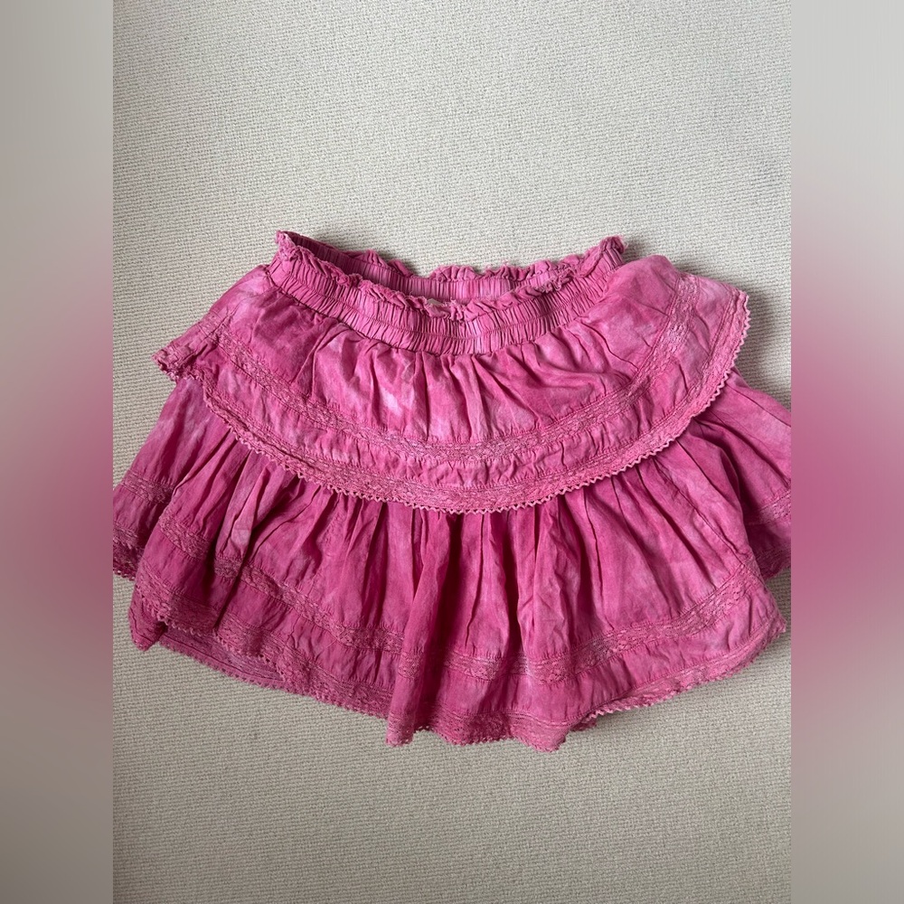 LoveShackFancy Ruffle Mini Heritage Skirt Hot Pink